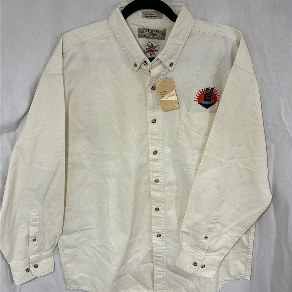 Most Wanted Button Down Mens XL Made on Earth by Humans Long Sleeve Cream NWT